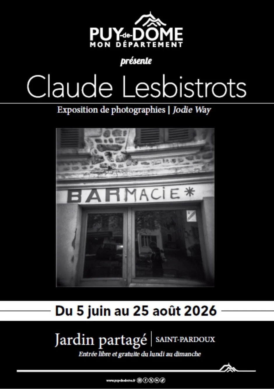 Affiche de l'exposition de photographies Claude Lesbistrots par Jodie Way